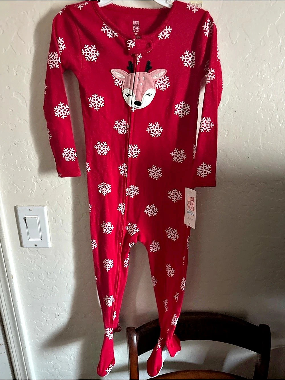 Carter's Baby Footed Pajamas Red & White Size 2T NWT